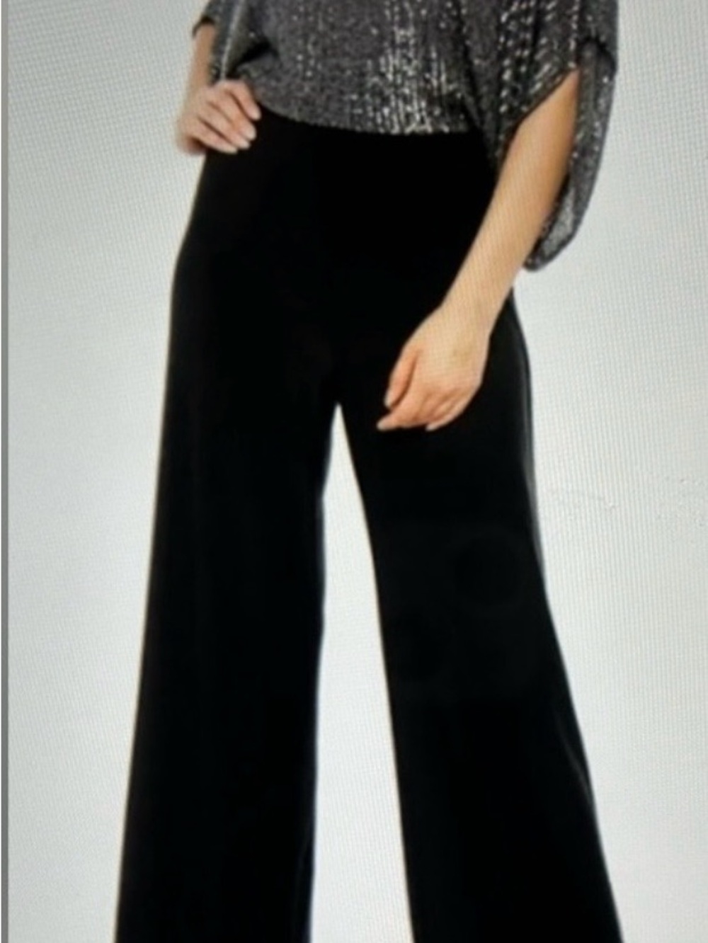 MARINA Black Velvet Wide-Leg Trousers